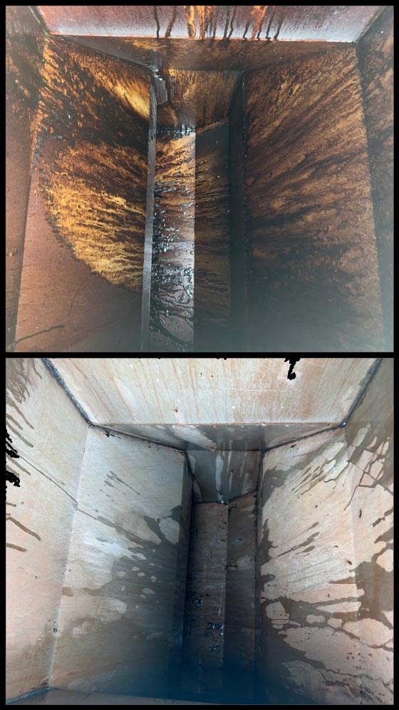 before and afger images of KITCHEN HOOD CLEANING